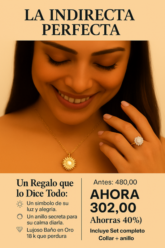 SET COLLAR + ANILLO GIRASOL GIRATORIOS - CALMA LA ANSIEDAD
